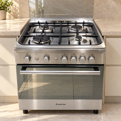 Ariston A6TG1F C(X) EX 60cm 4-Burner Full Gas Cooker with 58L Oven – Stainless Steel