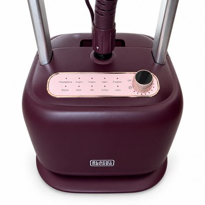 BLACK+DECKER GSTD2450-B5 2400W Twin Pole Garment Steamer with Ironing Board – Burgundy