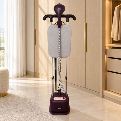 BLACK+DECKER GSTD2450-B5 2400W Twin Pole Garment Steamer with Ironing Board – Burgundy