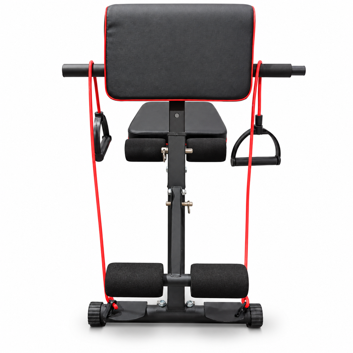 Adjustable Multi-Function Home Gym Workout Bench with Resistance Bands – Black & Red