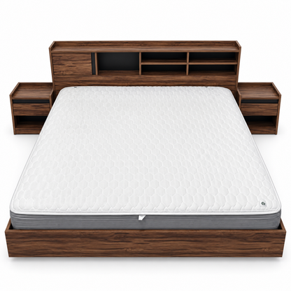 Home Centre Octon King Bedroom Set with Mattress, 2 Nightstands, 6-Drawer Dresser & Mirror – 180 × 200 cm – Walnut