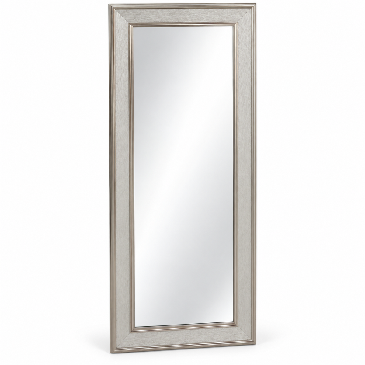 Home Centre Full-Length Rectangular Mirror with Wide Textured Frame – Champagne Silver