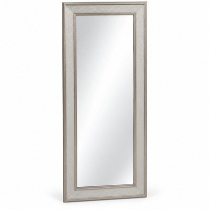Home Centre Full-Length Rectangular Mirror with Wide Textured Frame – Champagne Silver