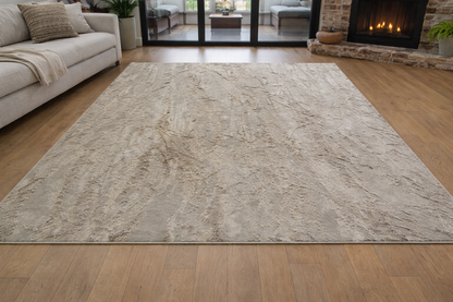 Distressed Abstract Area Rug – Beige & Grey, 200x235 cm