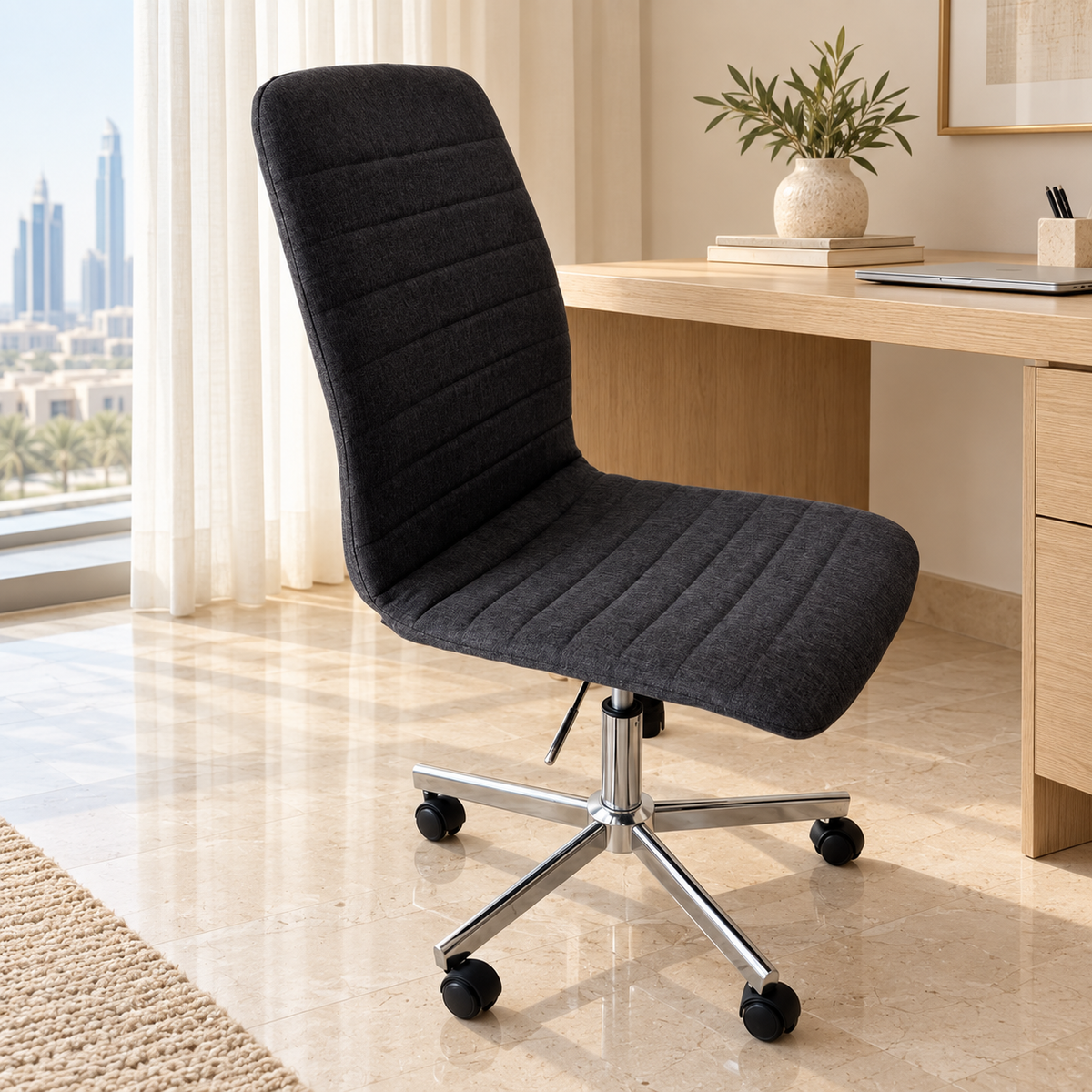 JYSK PEBRINGE Adjustable Swivel Desk Chair – Dark Grey