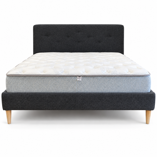 IKEA IDANÄS King Upholstered Bed Frame with Mattress – Gunnared Dark Grey – 180 × 200 cm