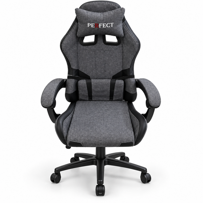 PAN Home Racing-Style Gaming Chair with Headrest & Lumbar Cushion – Charcoal Grey & Black
