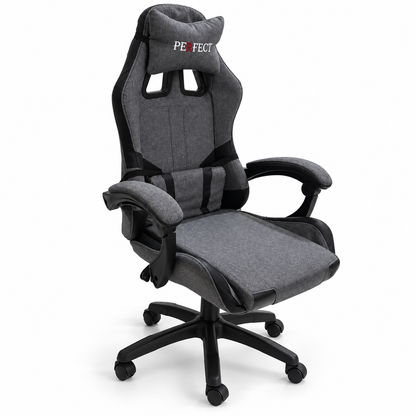 PAN Home Racing-Style Gaming Chair with Headrest & Lumbar Cushion – Charcoal Grey & Black