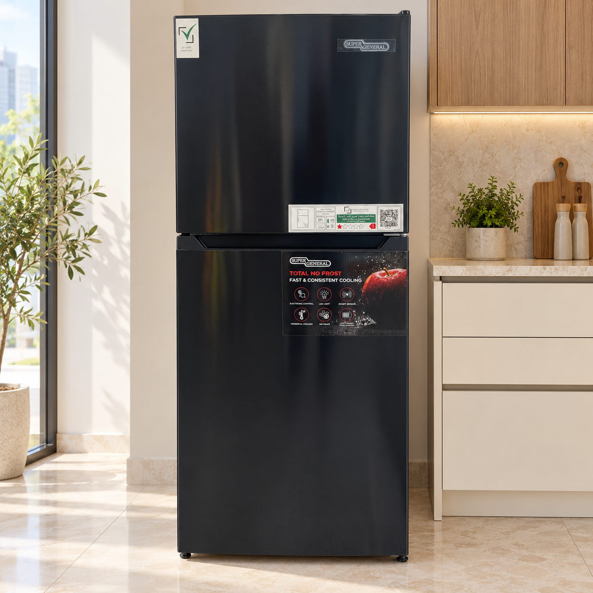 Super General SGR13IE 247L No Frost Inverter Refrigerator – Black