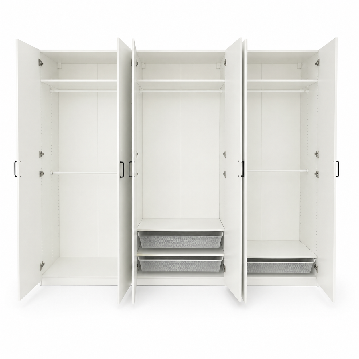 IKEA PAX 6-Door Modular Wardrobe with Mesh Baskets