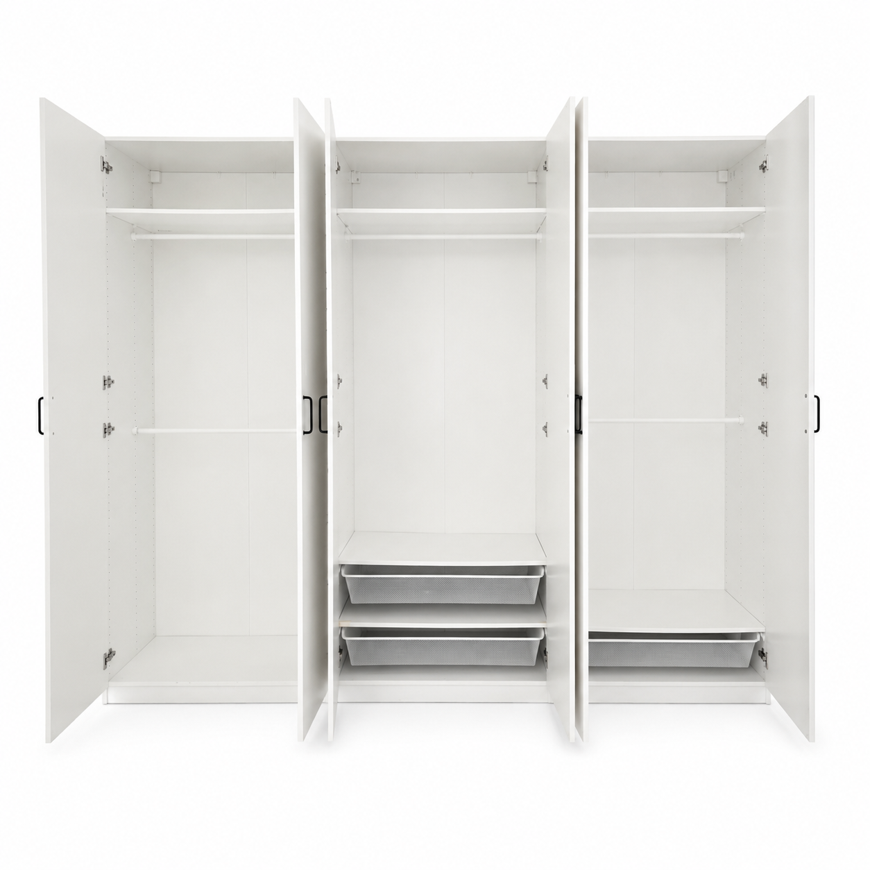 IKEA PAX 6-Door Modular Wardrobe with Mesh Baskets