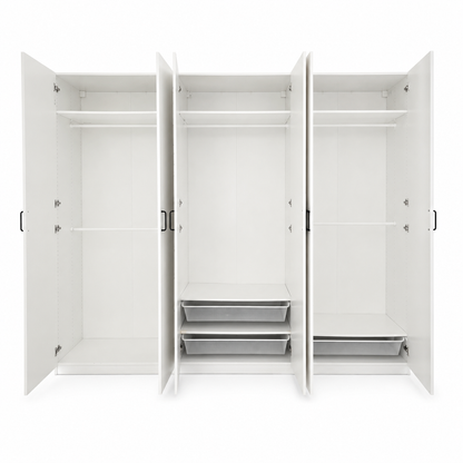 IKEA PAX 6-Door Modular Wardrobe with Mesh Baskets