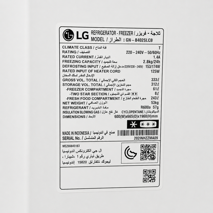 LG GN-B402SLCB Top-Mount Refrigerator – 312 L