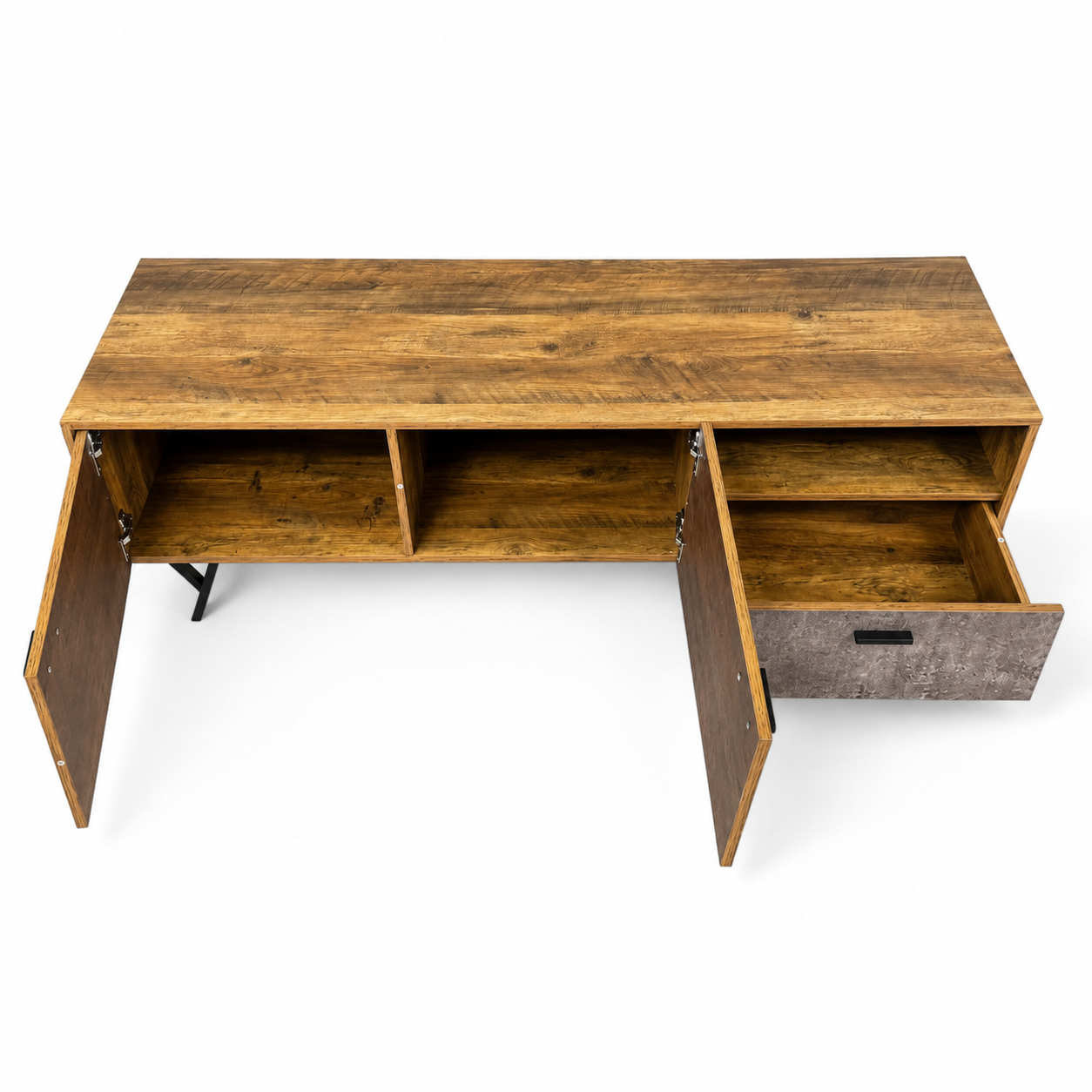 Industrial Chevron TV Unit with Storage – 150 × 45 × 53 cm