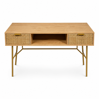 Maisons du Monde Solstice Rattan Desk – 110 × 40 × 82 cm