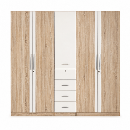 Home Centre King-Size Bedroom Set with 5-Door Wardrobe & Mattress – 180 × 210 cm