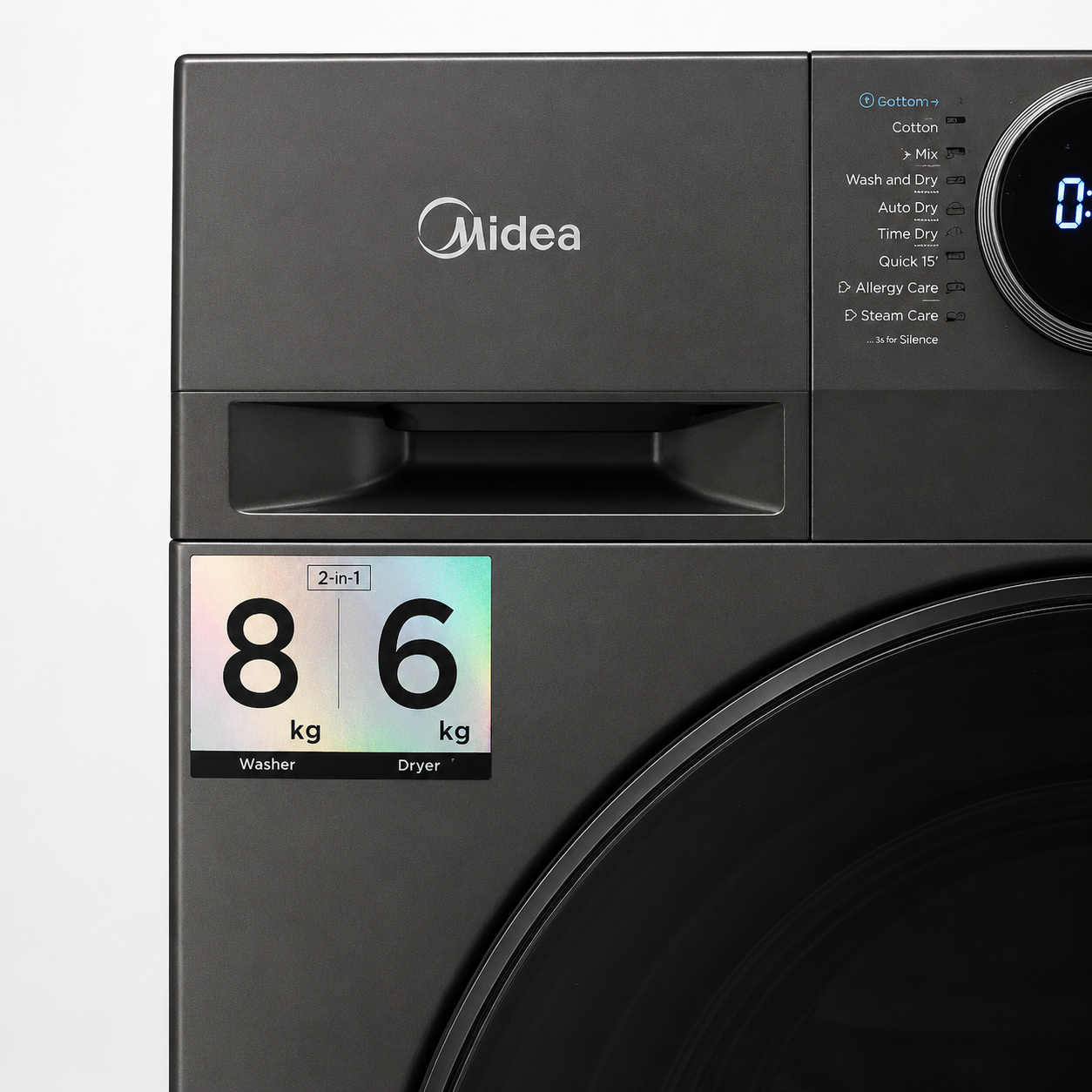 Midea MF200D80WB/T-GCC 8kg Washer & 6kg Dryer Combo | Wi-Fi, Steam Care, Titanium Grey