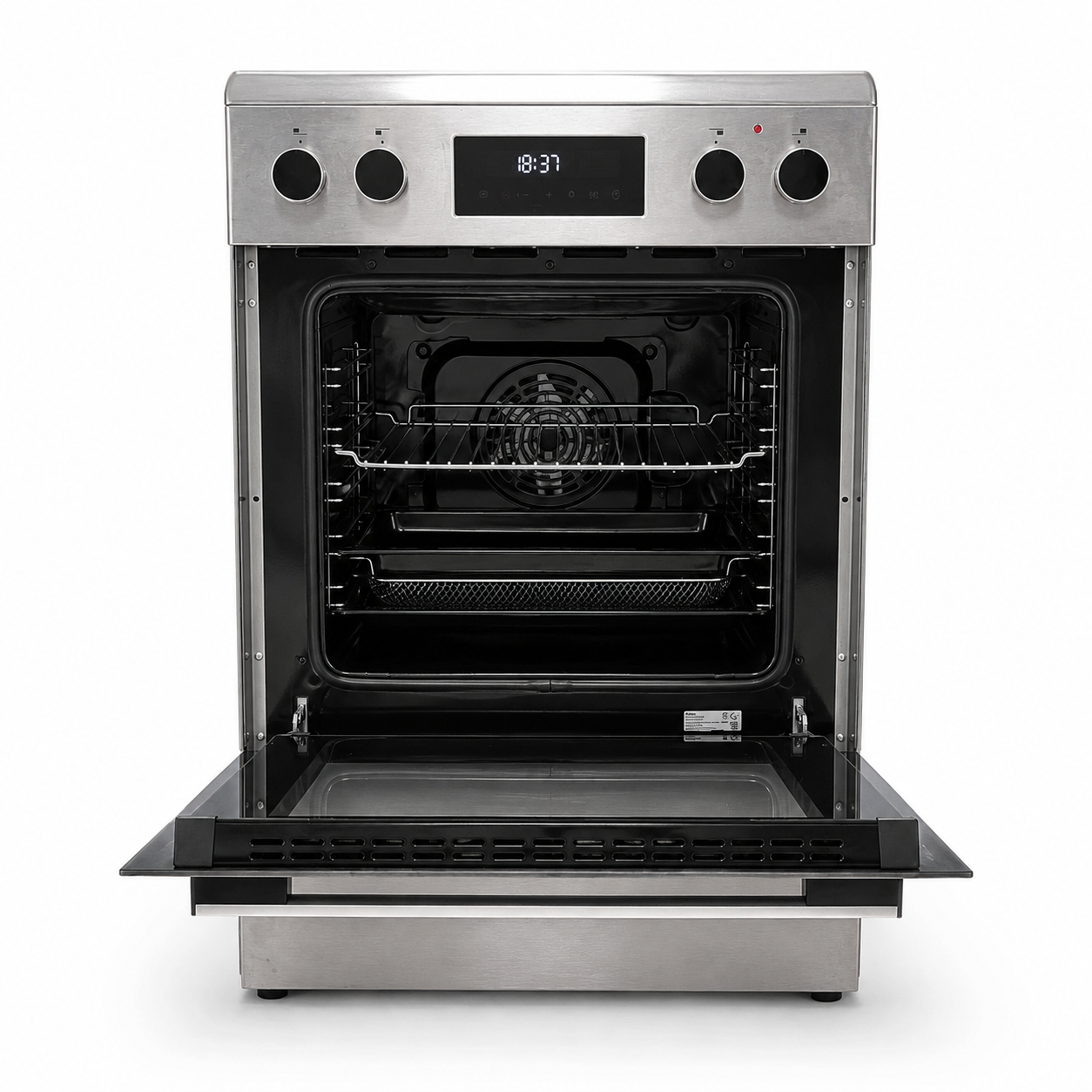 Haier HCR6060ET1 60cm Freestanding Electric Cooker with 4-Zone Ceramic Hob and 59L Oven | Stainless Steel