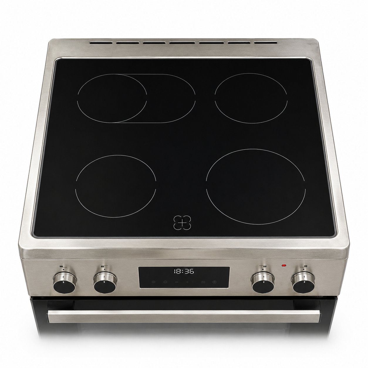 Haier HCR6060ET1 60cm Freestanding Electric Cooker with 4-Zone Ceramic Hob and 59L Oven | Stainless Steel