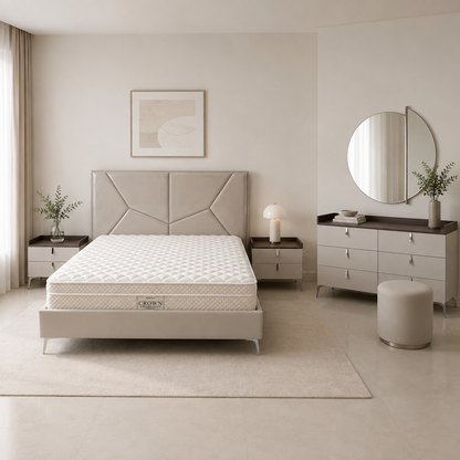 PAN Home Carmona 6-Piece King Bedroom Set with 2 USB Chargers | Grey, 180x200 cm