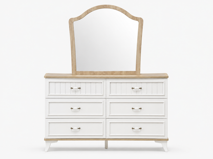 Home Box Glorenza King Bedroom Set with 6-Door Mirrored Wardrobe | Whitewash & Oak, 180x200 cm