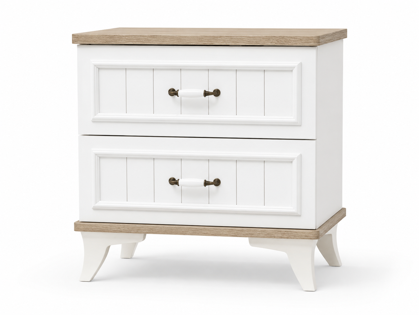 Home Box Glorenza King Bedroom Set with 6-Door Mirrored Wardrobe | Whitewash & Oak, 180x200 cm
