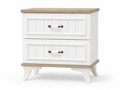 Home Box Glorenza King Bedroom Set with 6-Door Mirrored Wardrobe | Whitewash & Oak, 180x200 cm
