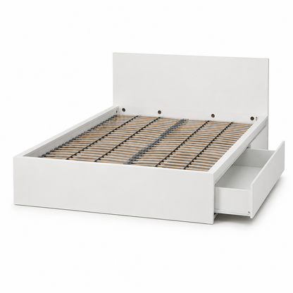 IKEA MALM Queen Bed Frame with Mattress & 4 Under-Bed Storage Boxes | White, 160x200 cm