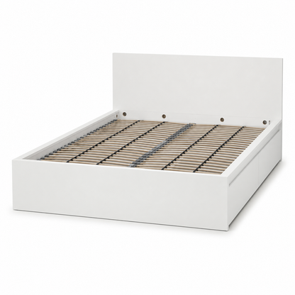 IKEA MALM Queen Bed Frame with Mattress & 4 Under-Bed Storage Boxes | White, 160x200 cm