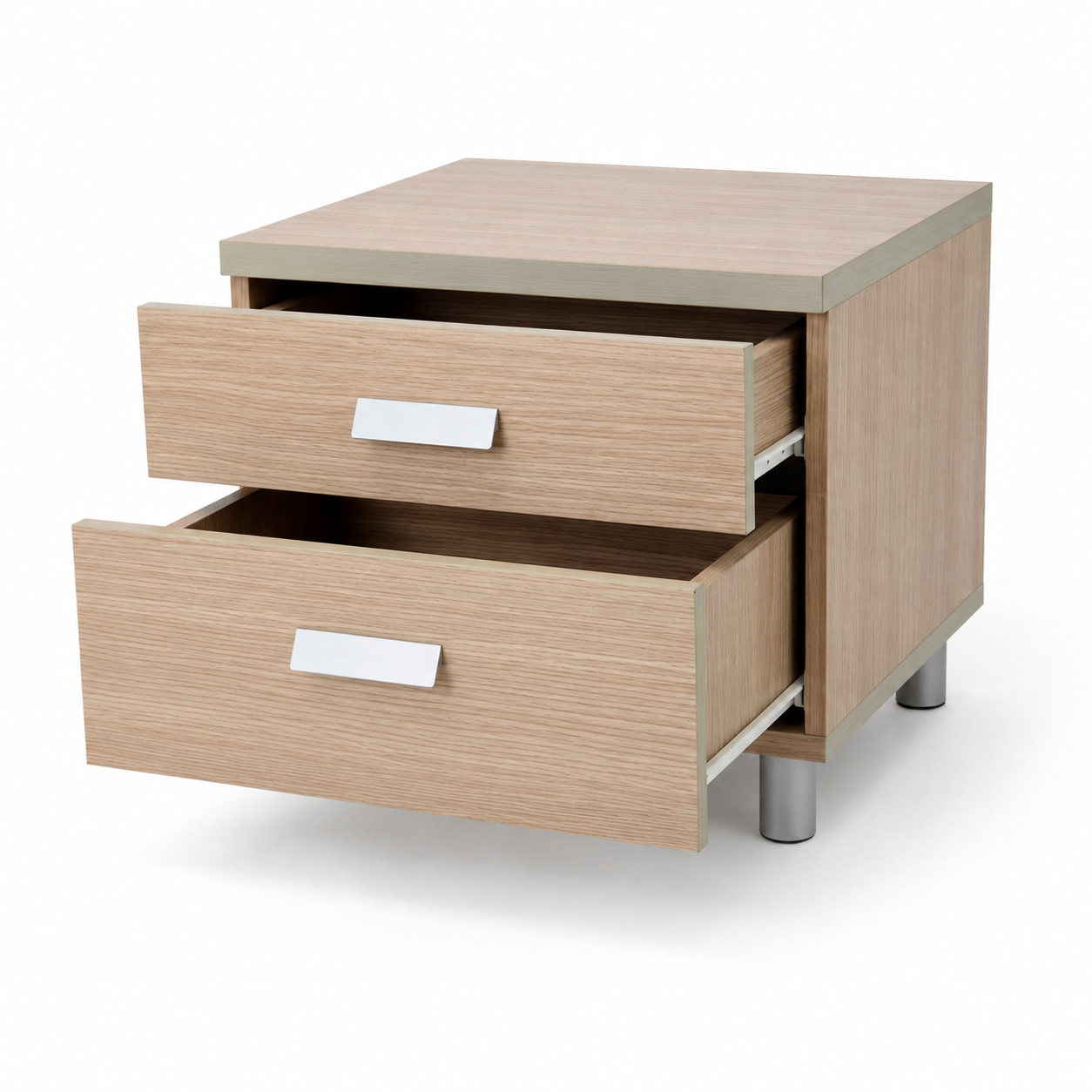 Home Box Modern 2-Drawer Bedside Table | Beige & White