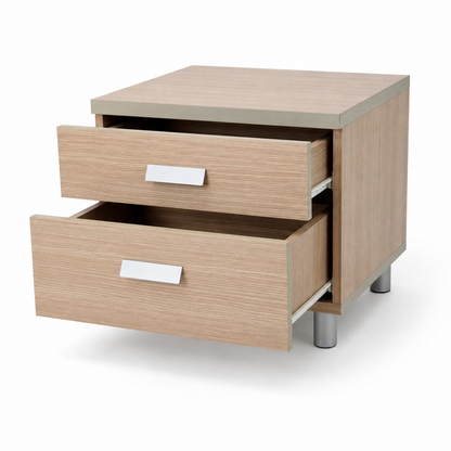 Home Box Modern 2-Drawer Bedside Table | Beige & White