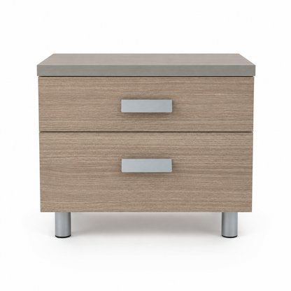 Home Box Modern 2-Drawer Bedside Table | Beige & White