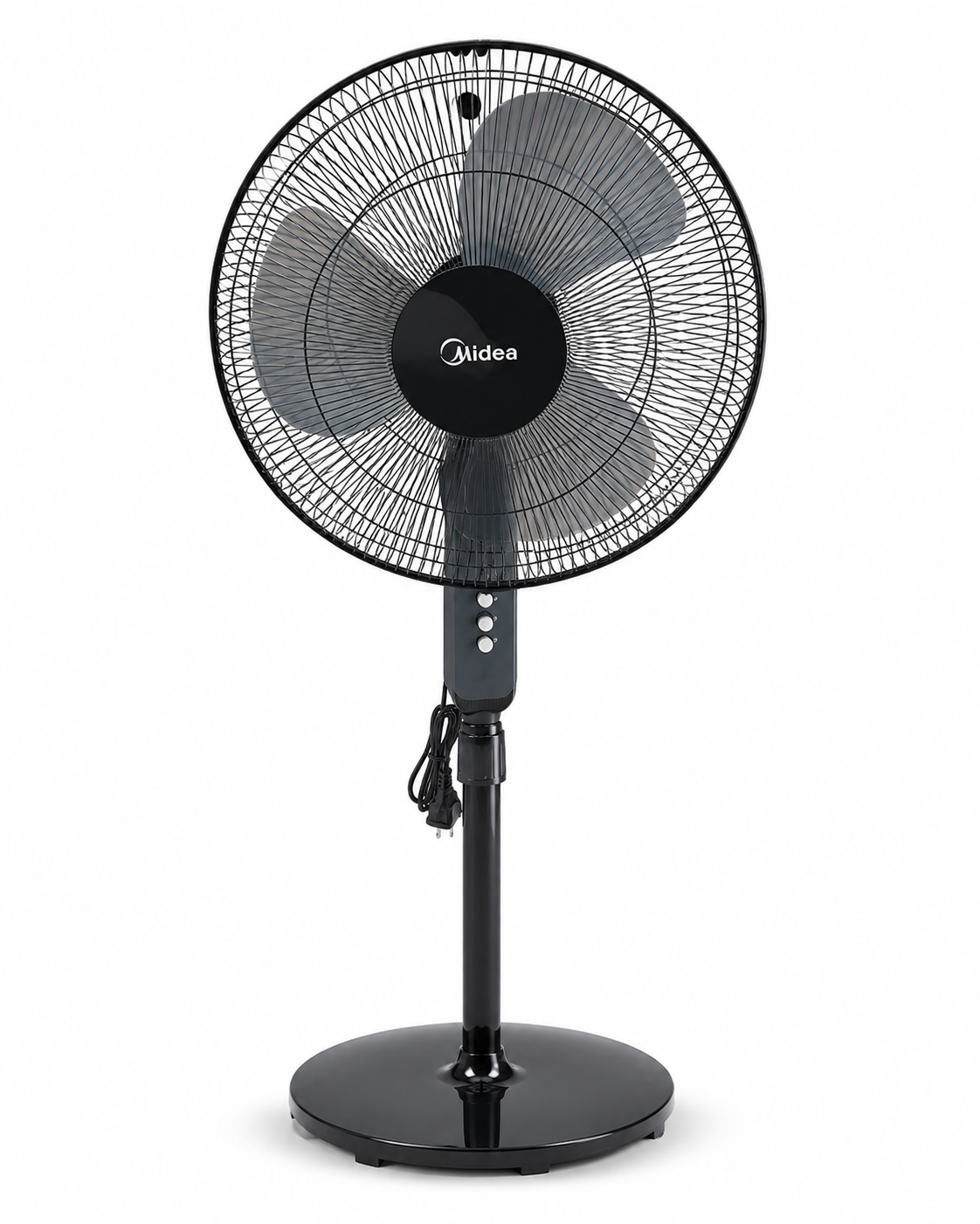 Midea FS4019K 16-Inch Pedestal Fan | Black, 3 Speeds, Oscillation