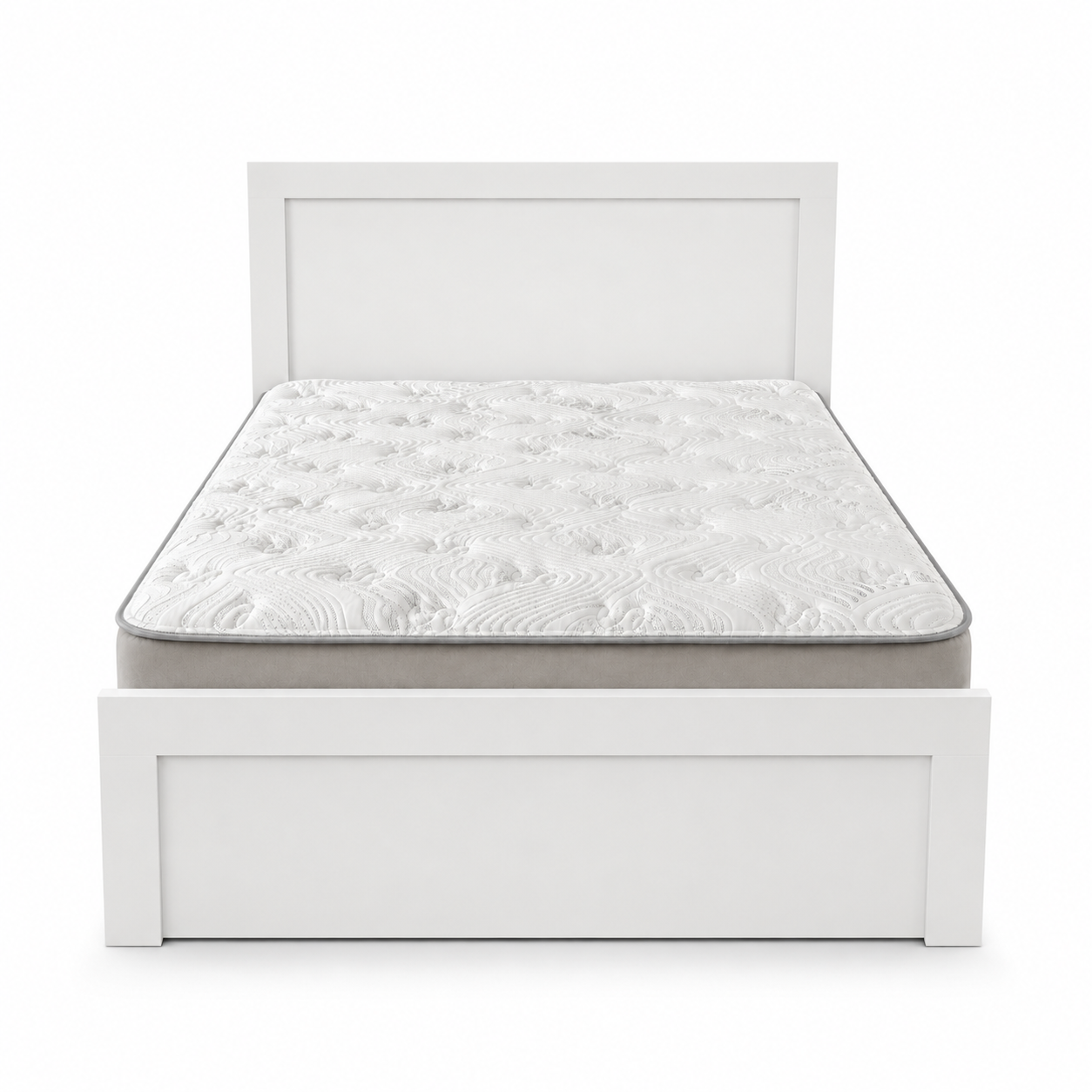 Home Box Modern White Queen Bed with Mattress | 150x200 cm