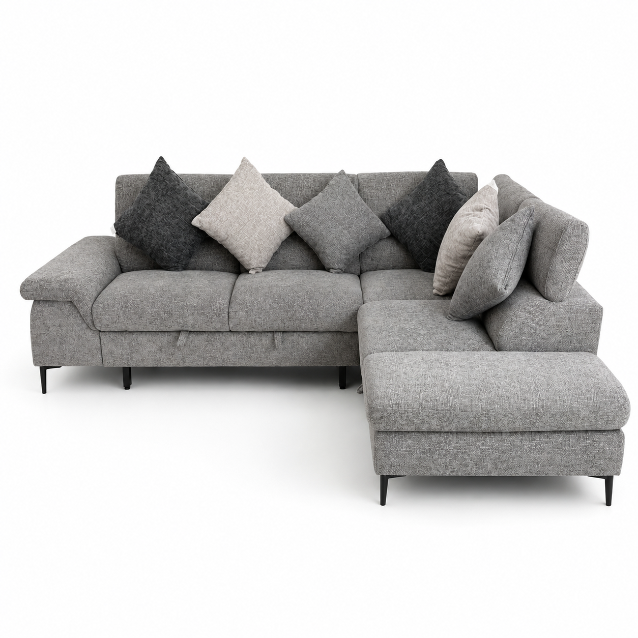 Home Centre Clermont 3-Seater Fabric Left Corner Sofa Bed with Storage | Grey