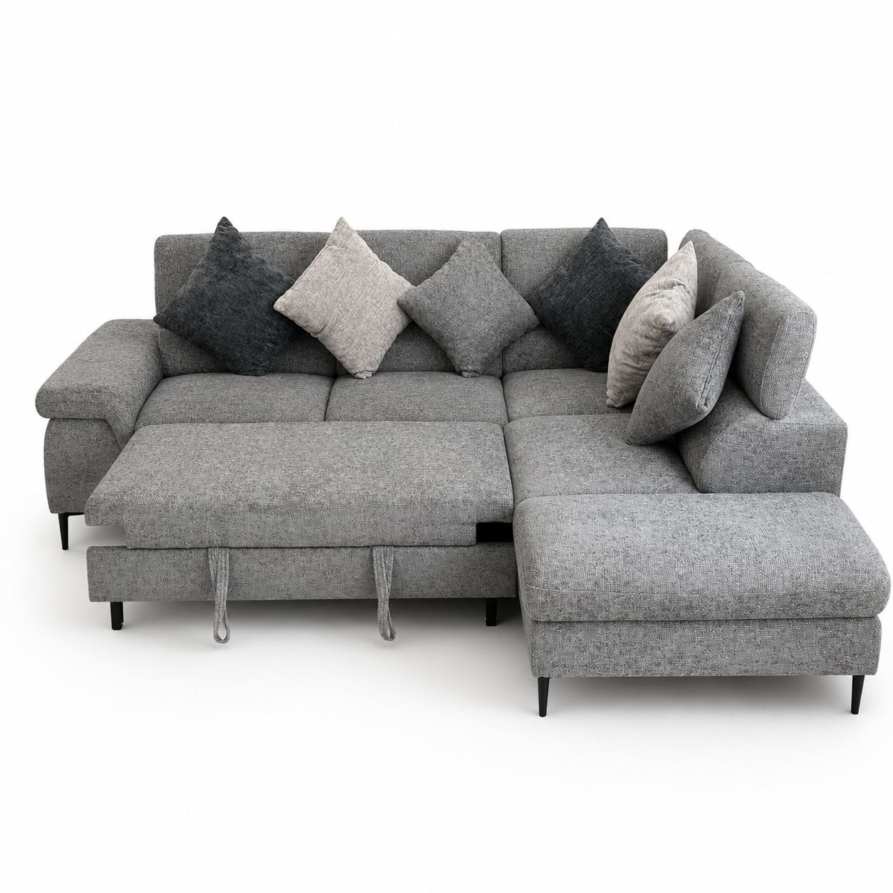 Home Centre Clermont 3-Seater Fabric Left Corner Sofa Bed with Storage | Grey