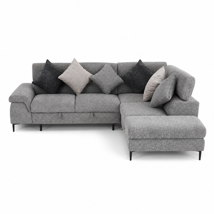 Home Centre Clermont 3-Seater Fabric Left Corner Sofa Bed with Storage | Grey