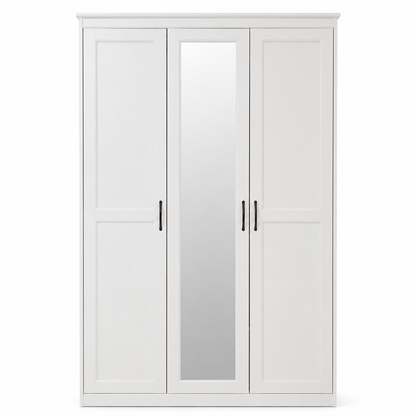 IKEA SONGESAND 3-Door Wardrobe with Mirror – White – 120 × 60 × 191 cm