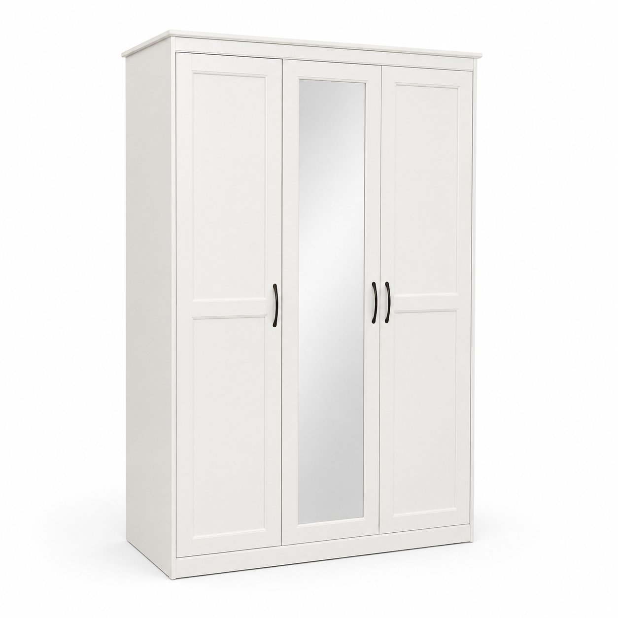 IKEA SONGESAND 3-Door Wardrobe with Mirror – White – 120 × 60 × 191 cm