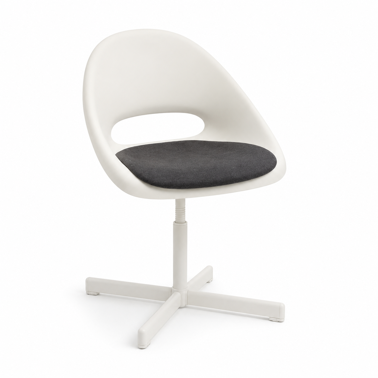 IKEA LOBERGET / SIBBEN Children’s Swivel Desk Chair with Cushion – White/Dark Grey
