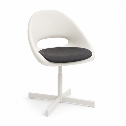 IKEA LOBERGET / SIBBEN Children’s Swivel Desk Chair with Cushion – White/Dark Grey