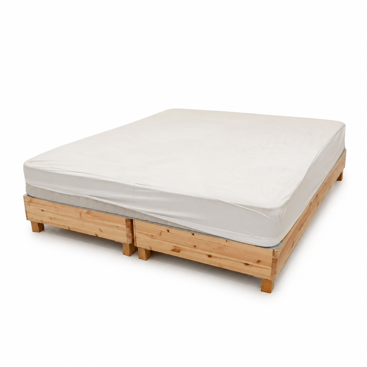 IKEA Solid Pine King Bed Base with Mattress – Natural Wood – 180 × 200 cm