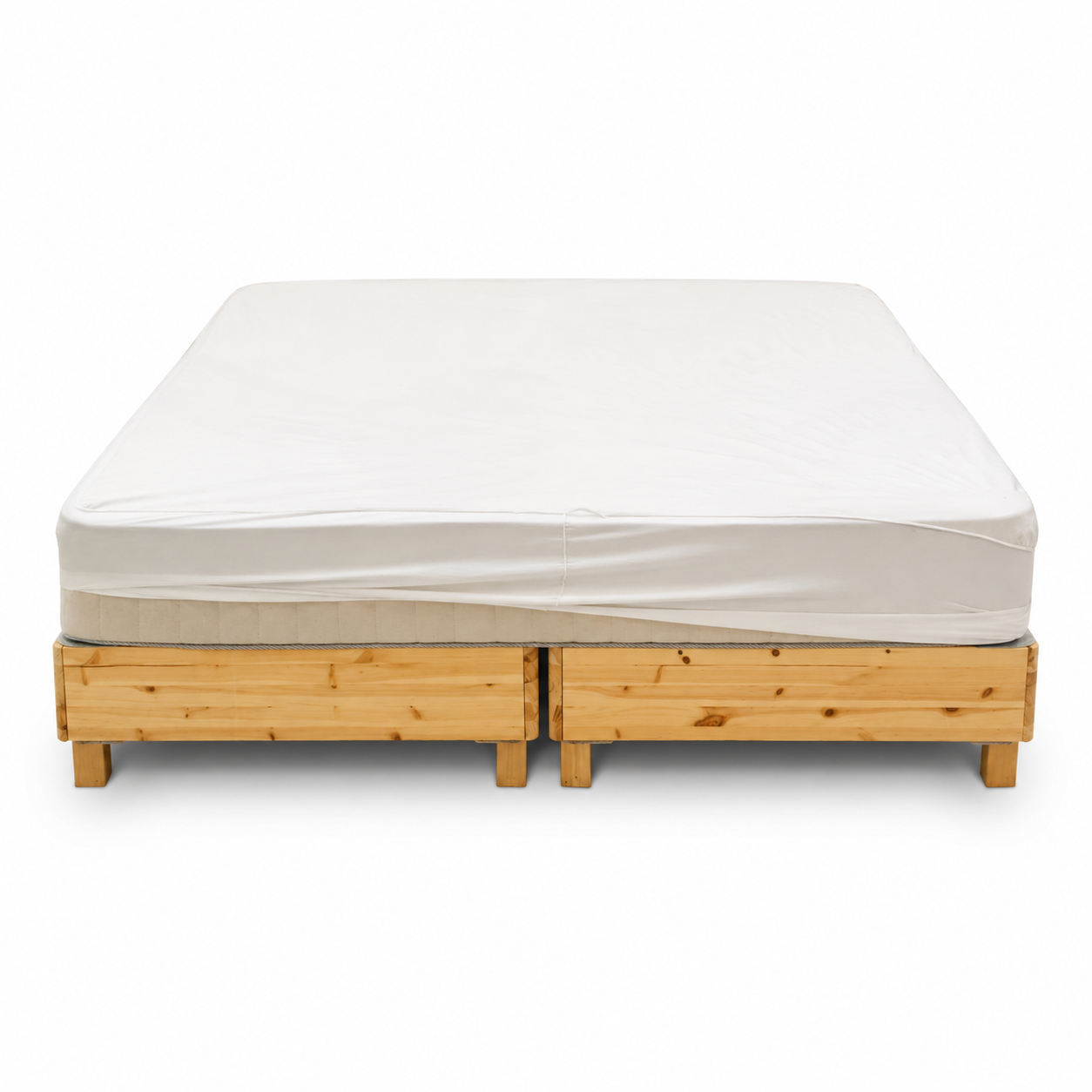 IKEA Solid Pine King Bed Base with Mattress – Natural Wood – 180 × 200 cm
