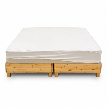 IKEA Solid Pine King Bed Base with Mattress – Natural Wood – 180 × 200 cm