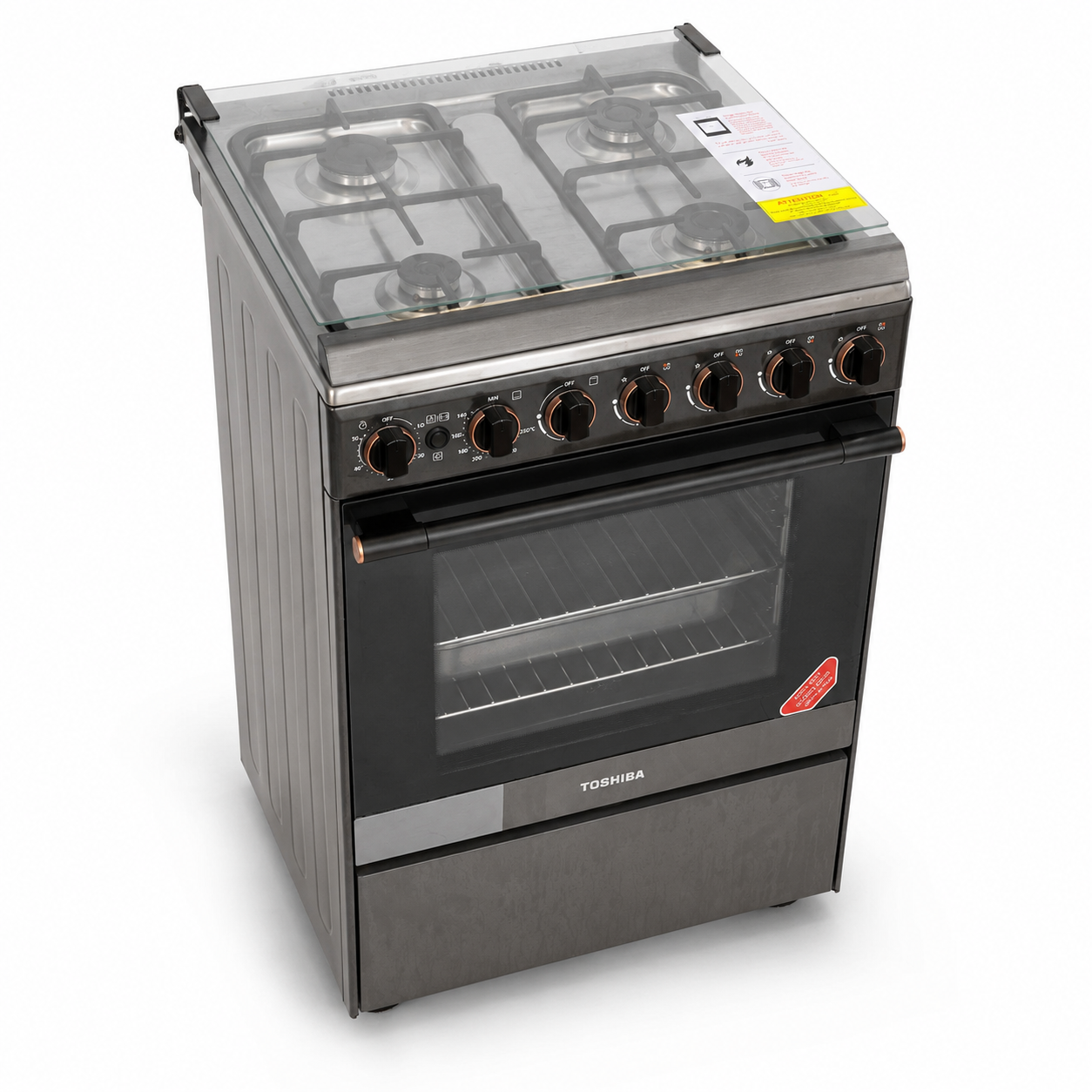 Toshiba Lava Series TBA-24BMG4G089KS 4-Burner Gas Cooker – 60 cm – Dark Grey