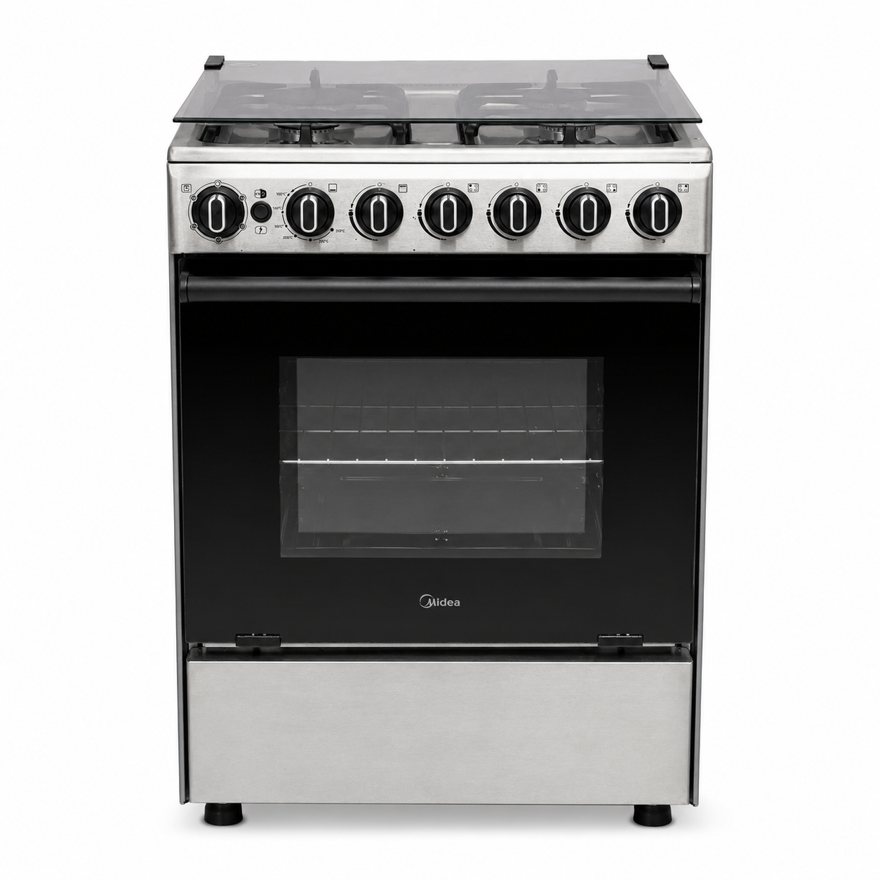 Midea CME6060-D 4-Burner Gas Cooker with Oven & Grill – Stainless Steel – 60 × 60 cm