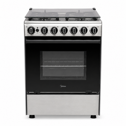 Midea CME6060-D 4-Burner Gas Cooker with Oven & Grill – Stainless Steel – 60 × 60 cm