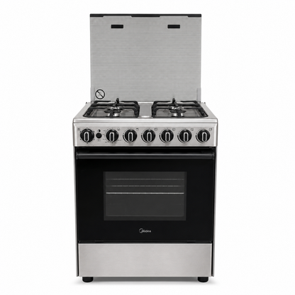 Midea CME6060-D 4-Burner Gas Cooker with Oven & Grill – Stainless Steel – 60 × 60 cm