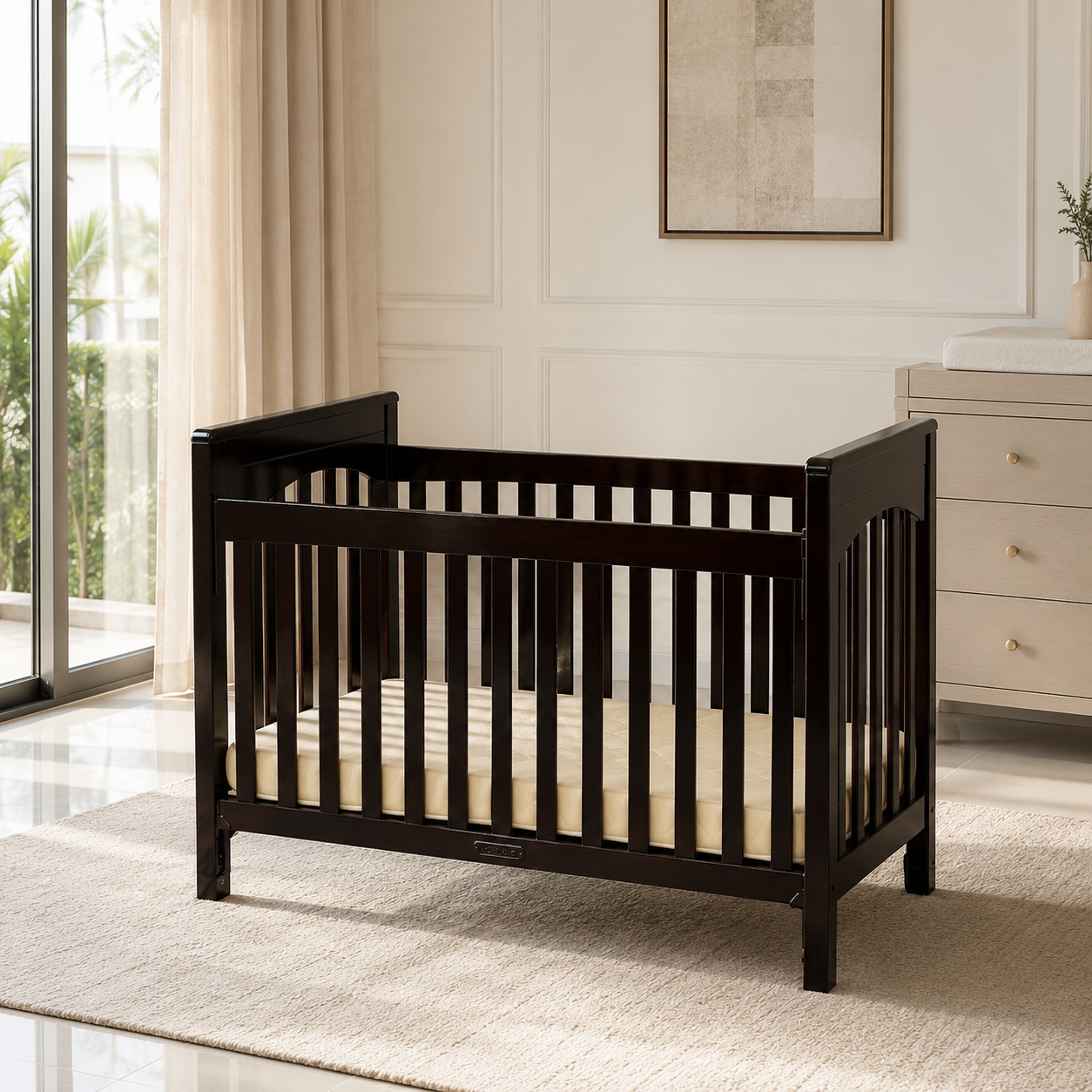 Giggles Jolie Wooden Baby Crib – Brown – 132 × 70 cm Mattress Size