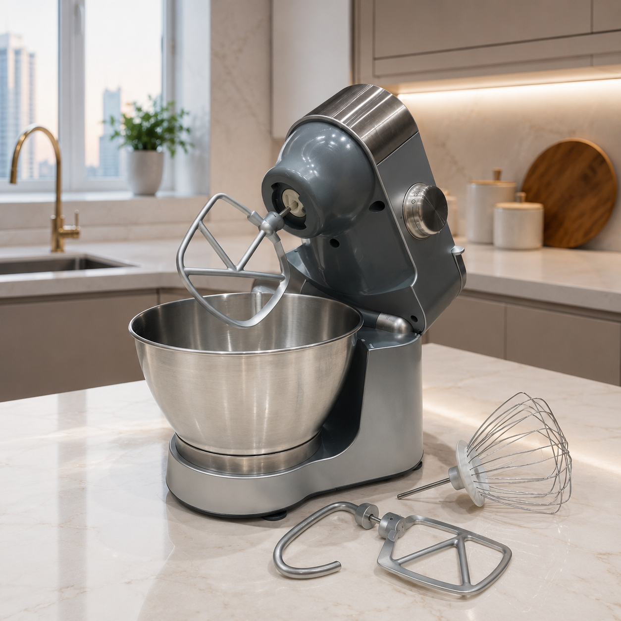 Kenwood Prospero KM28 900W Stand Mixer with 4.3L Stainless Steel Bowl &amp; 3 Mixing Tools – Silver